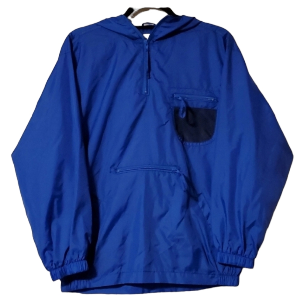 Athletech Blue Hooded Anorak Windbreaker Lightweight Gorpcore Outdoor Jacket
